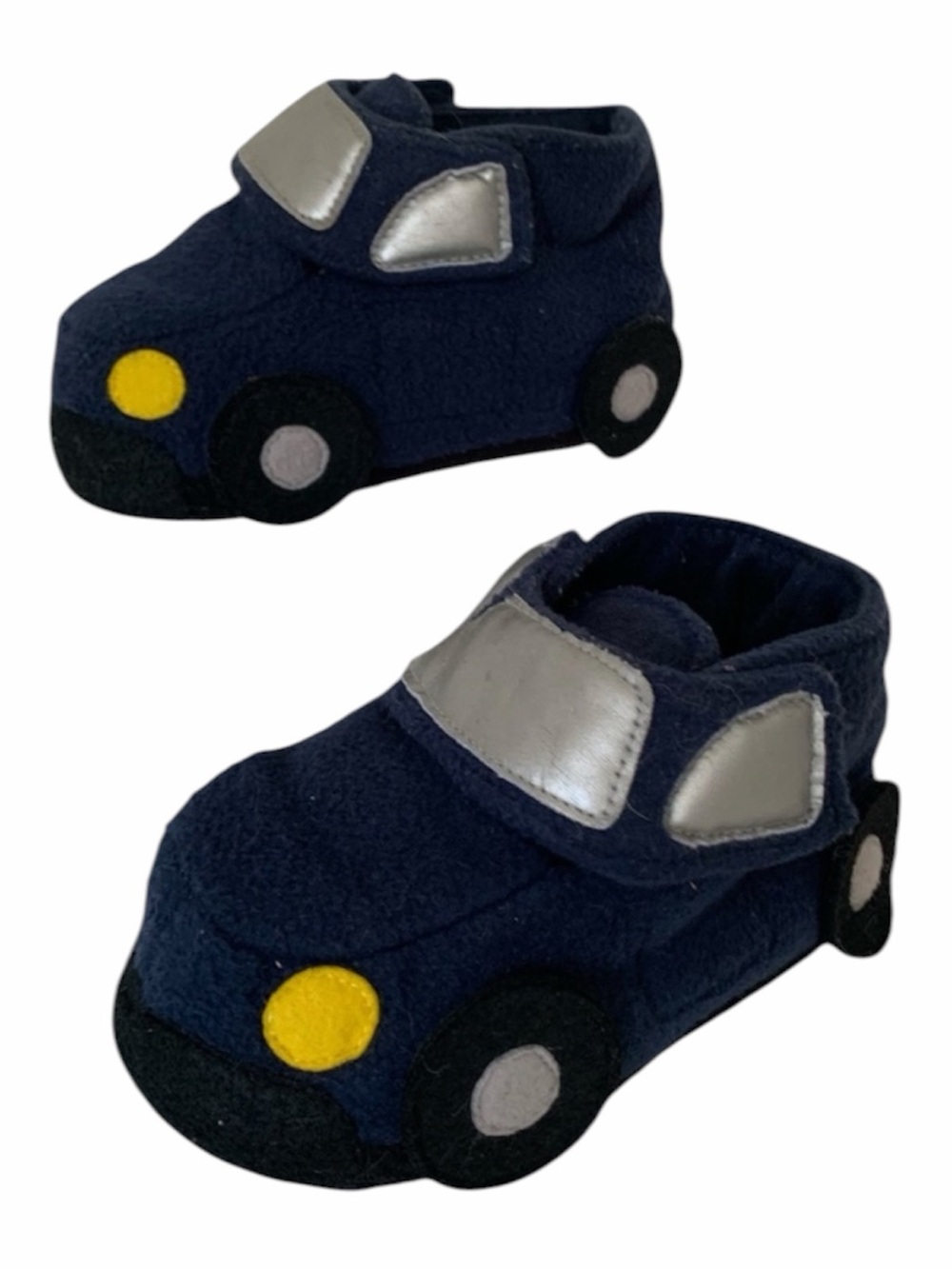 Old Navy Car Shaped Slippers Boy Size 9 (3T) Navy Blue Black Yellow Silver Youth